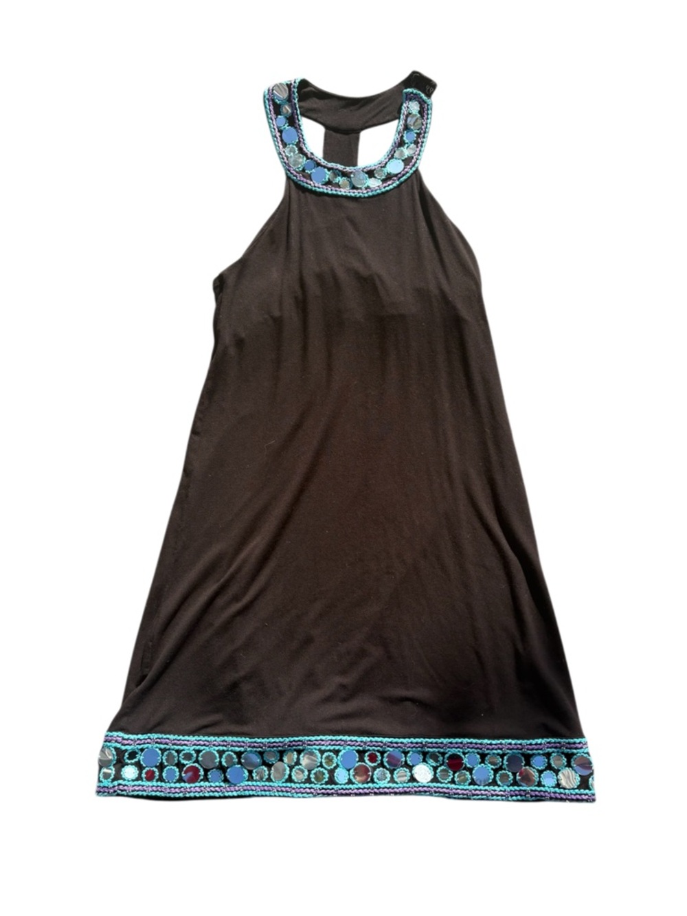 INC International Concepts Black Embellished Halter Dress 2000s Boho Glam PM